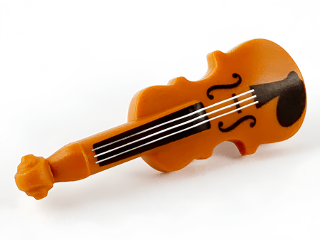 Lego 69947pb01 Utensil Musical Instrument Violin with Silver Strings and Black Fingerboard F holes and Chin Rest Pattern